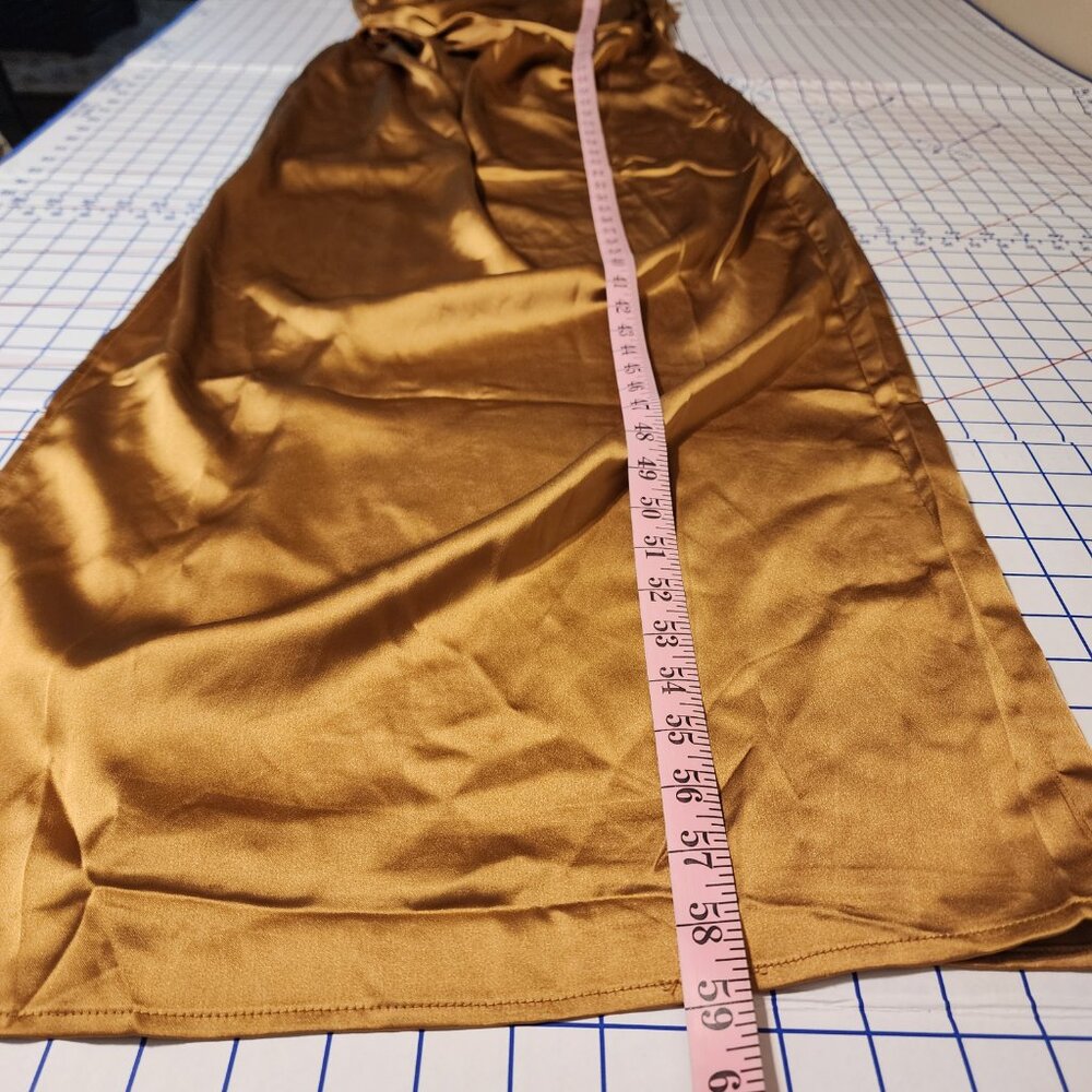 Petal & Pup Gold Satin One-Shoulder Maxi Dress - Picture 4 of 9